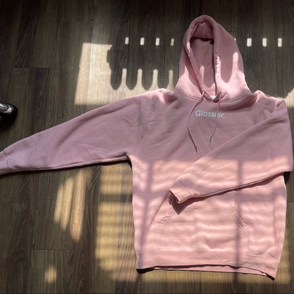 glossier pink hoodie